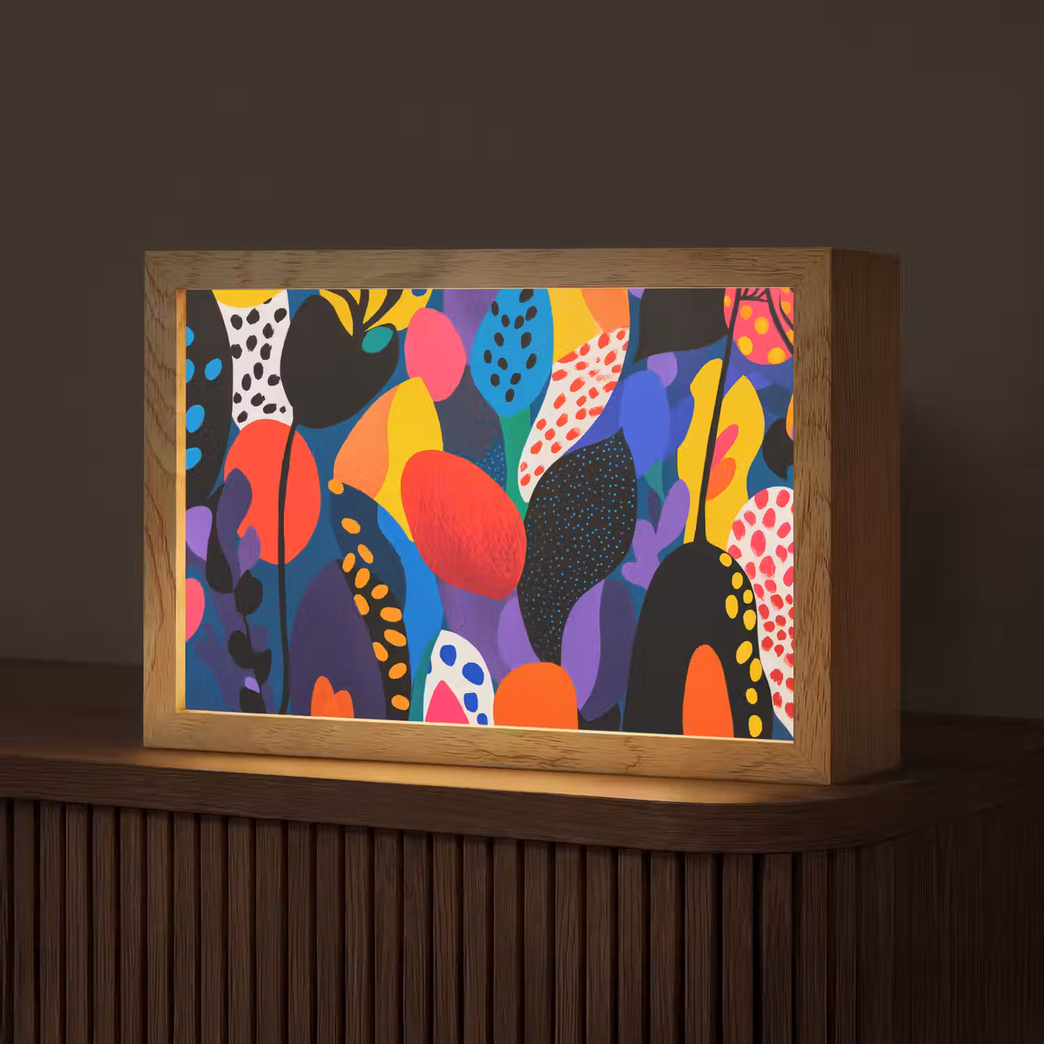 Bloemen - Bladeren - Abstract - Rood Light Box met kabel (Tafellamp) klein -z3d_website