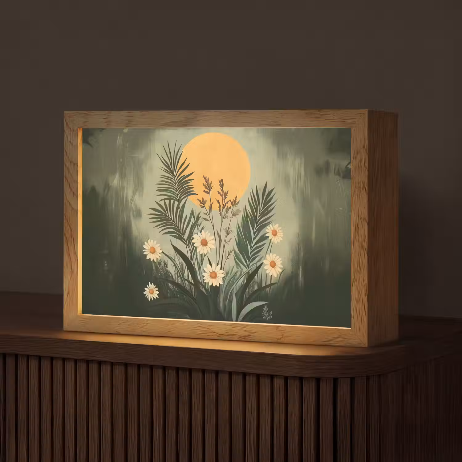 Bloemen - Bladeren - Zon - Groen Light Box met kabel (Tafellamp) klein -z3d_website