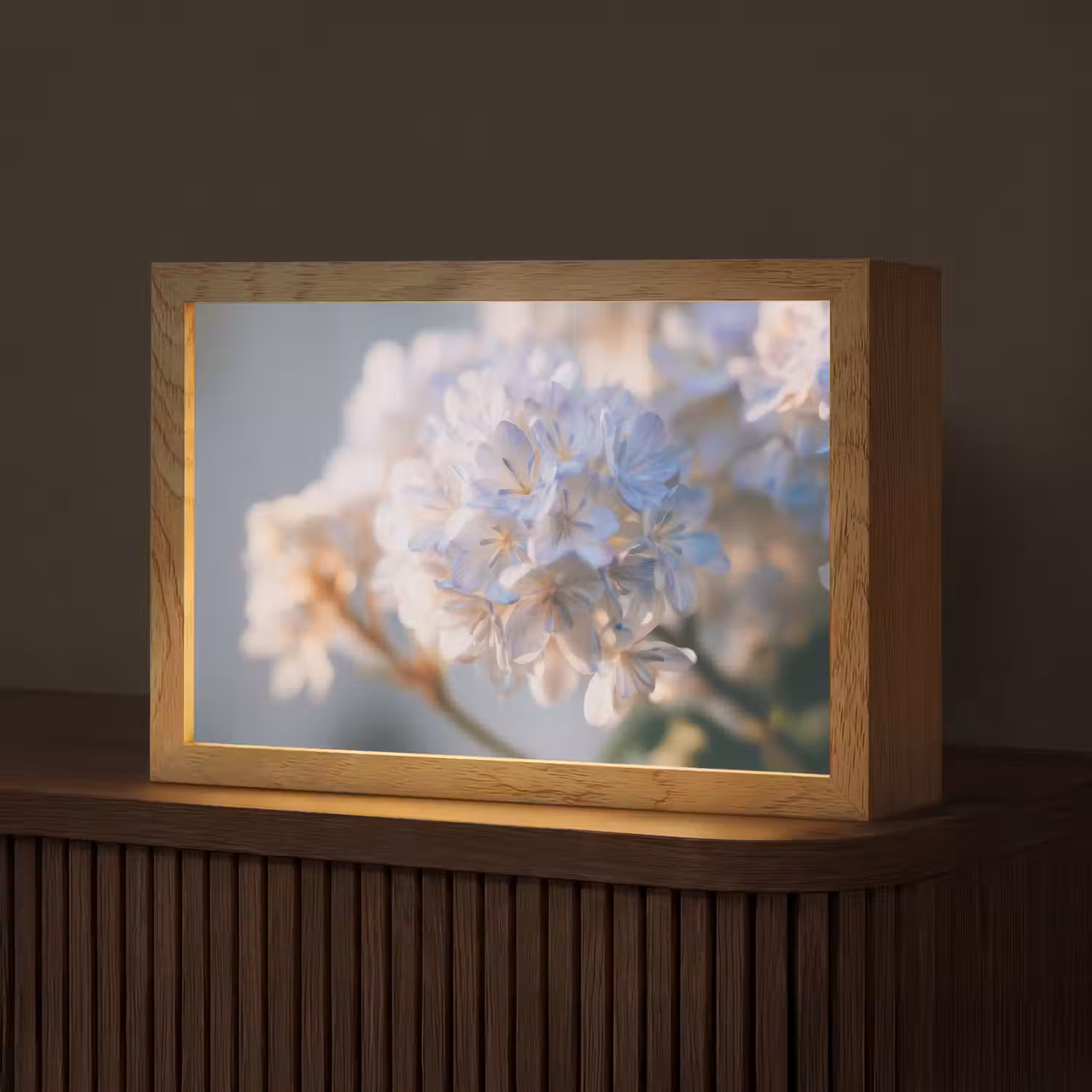 Bloemen - Lichtblauw - Wazig - Trosje Light Box met kabel (Tafellamp) klein -z3d_website