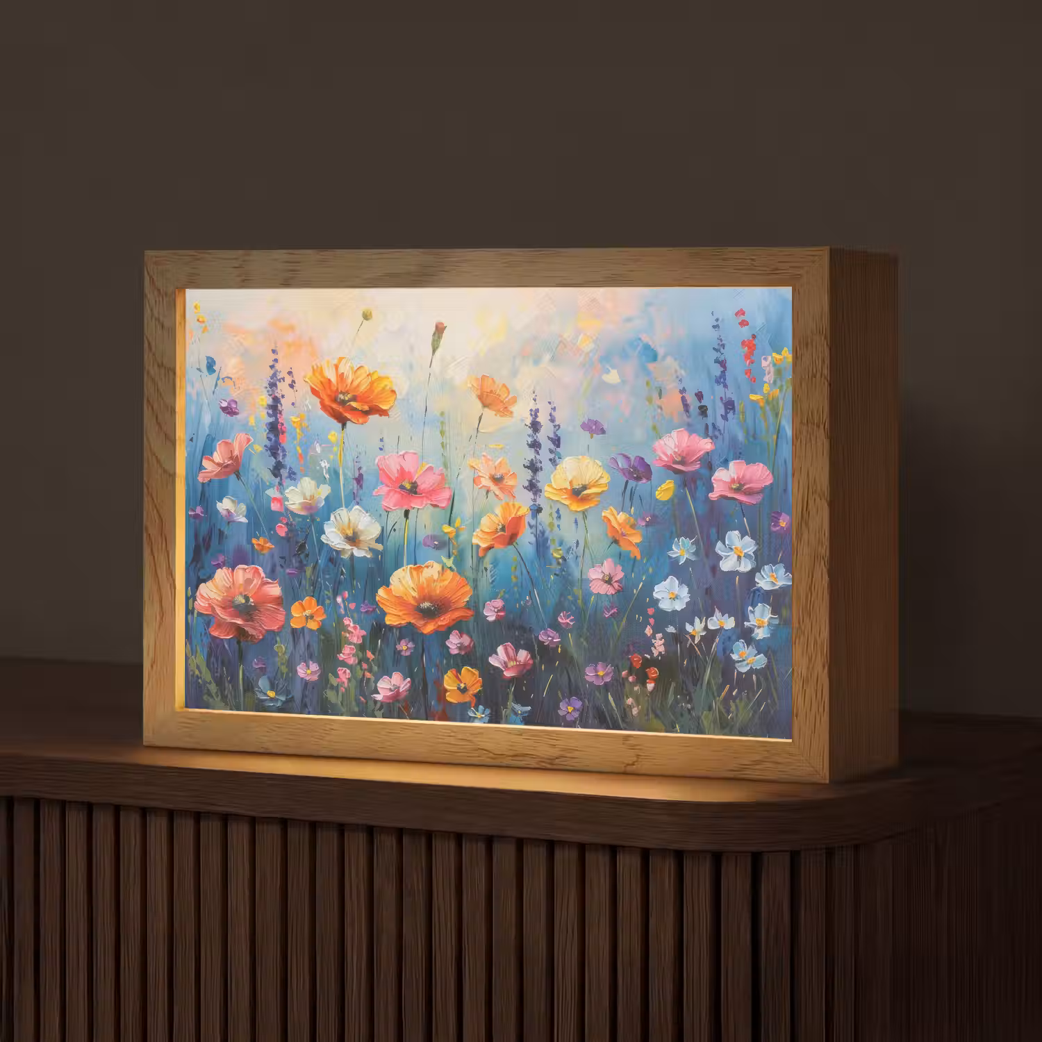 Bloemen - Natuur - Waterverf - Kunst Light Box met kabel (Tafellamp) klein -z3d_website