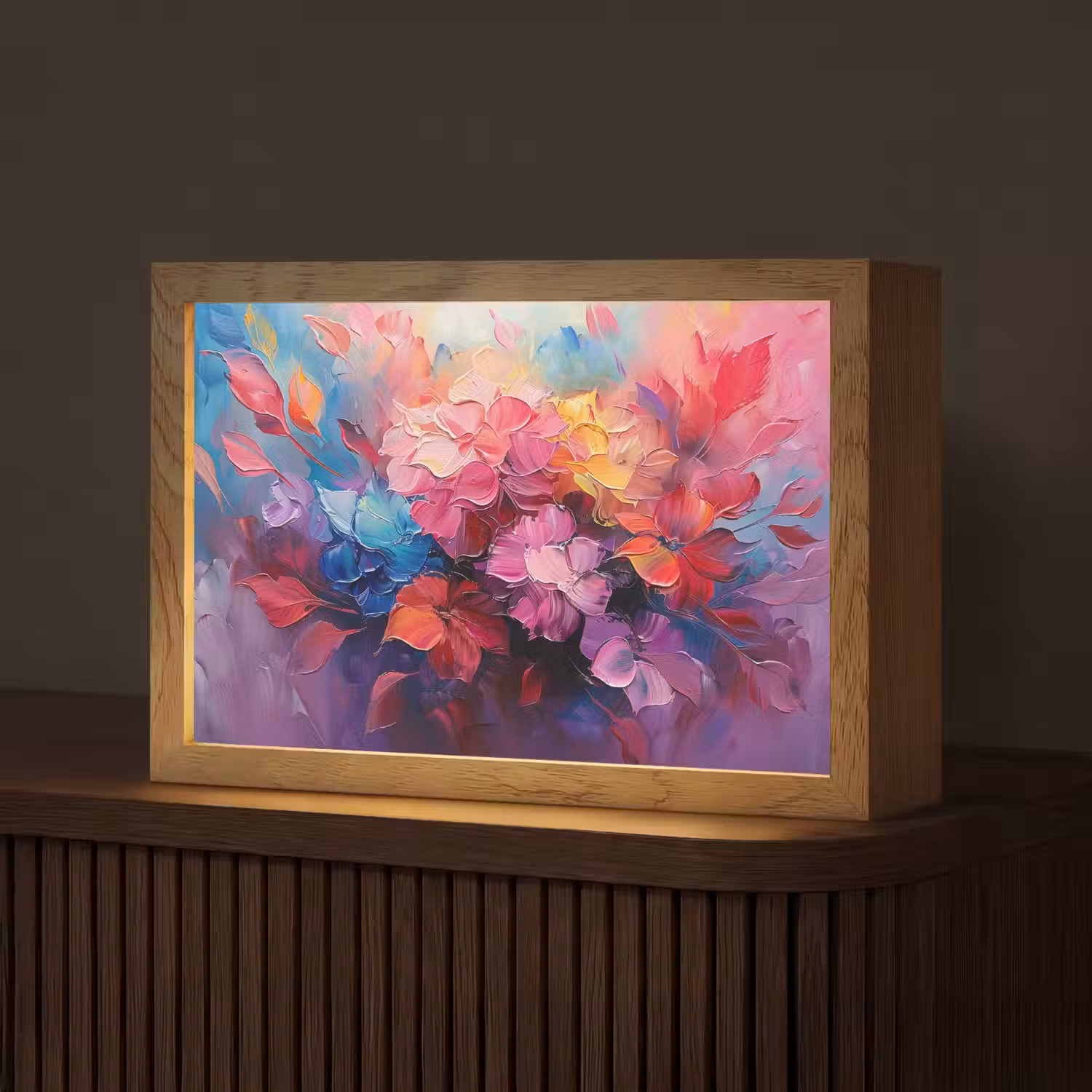 Bloemen - Verf - Abstract - Kleurrijk Light Box met kabel (Tafellamp) klein -z3d_website