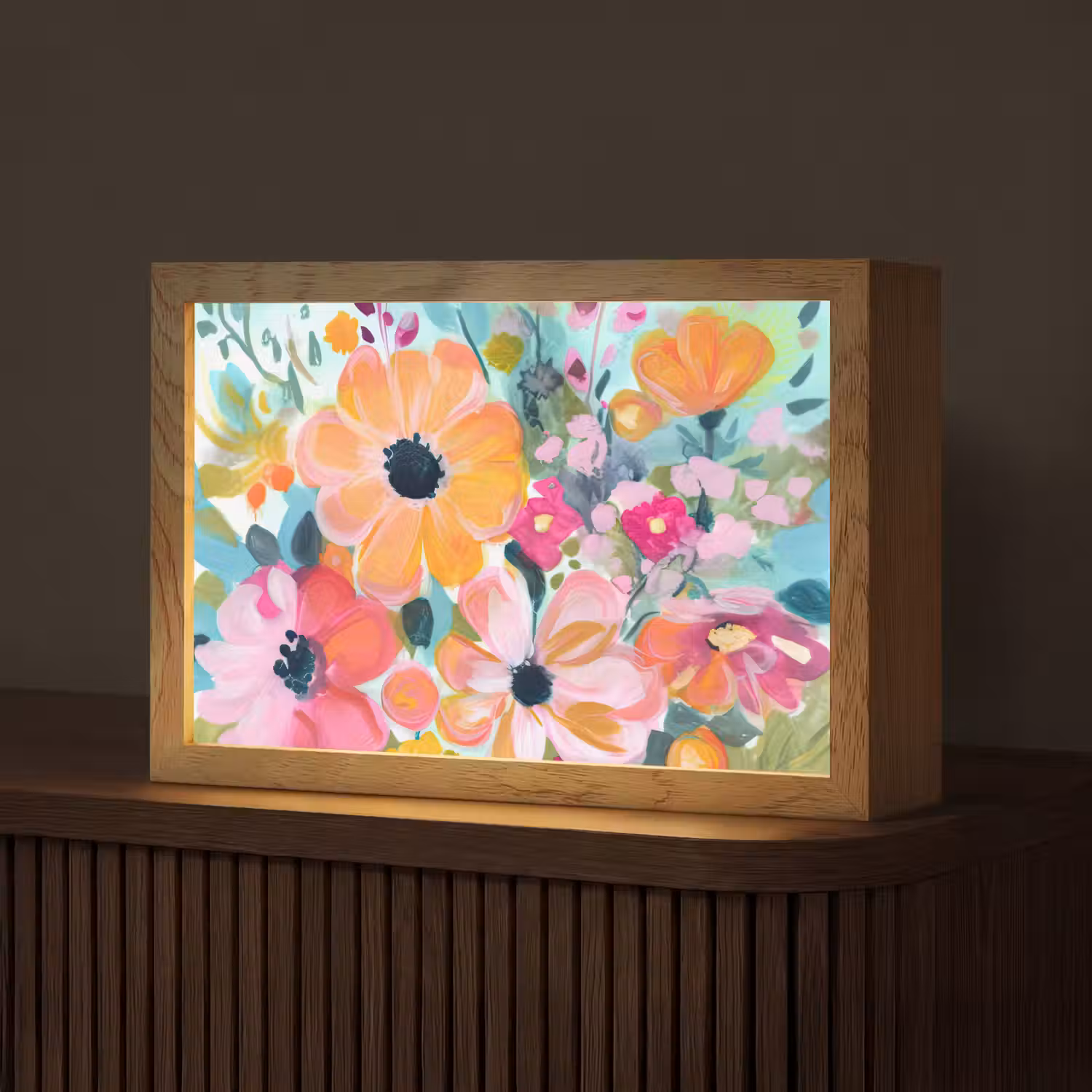 Bloemen - Schilderij - Natuur - Botanisch Light Box met kabel (Tafellamp) klein -z3d_website