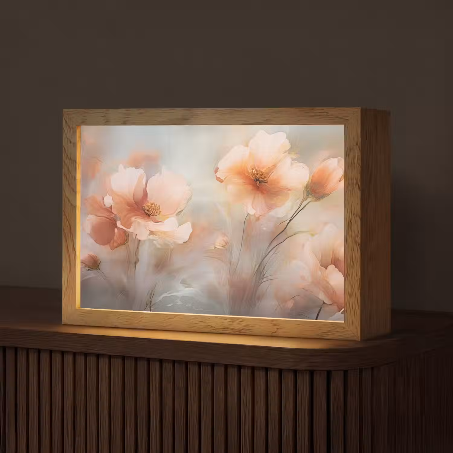 Bloemen - Pastel - Kunst - Klaprozen - Watercolor Light Box met kabel (Tafellamp) klein -z3d_website