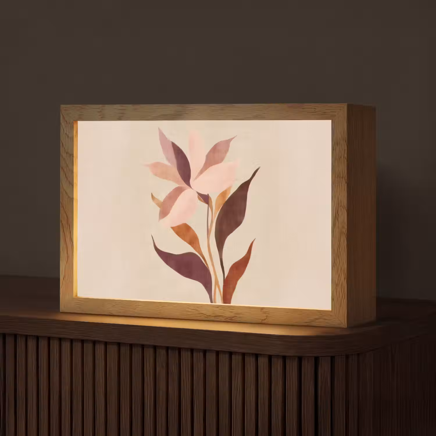 Bloemen - Blaadjes - Minimalistisch - Roze Light Box met kabel (Tafellamp) klein -z3d_website