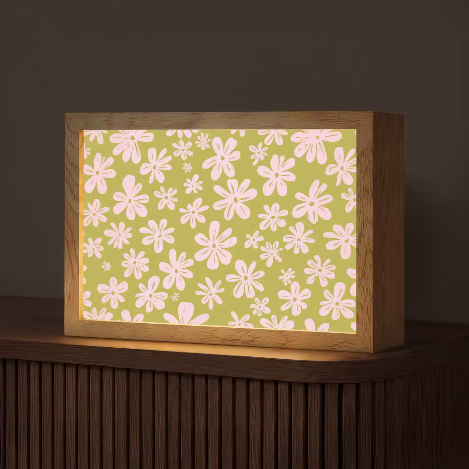 Bloemen - Roze - Getekend - Patroon Light Box met kabel (Tafellamp) klein -z3d_website