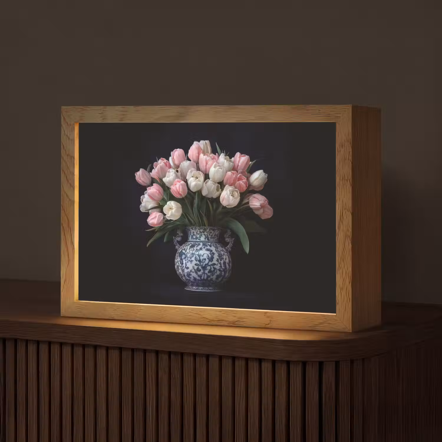 Bloemen - Roze - Tulpen - Vaas Light Box met kabel (Tafellamp) klein -z3d_website
