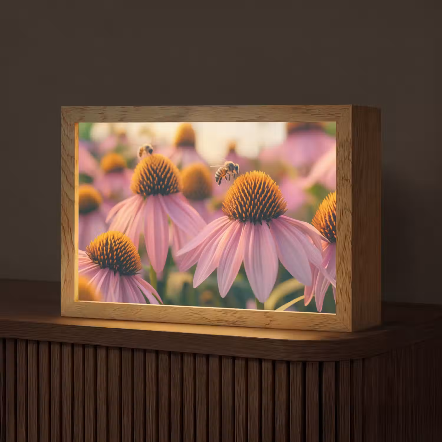 Bloemen - Paars - Bijen Light Box met kabel (Tafellamp) klein -z3d_website