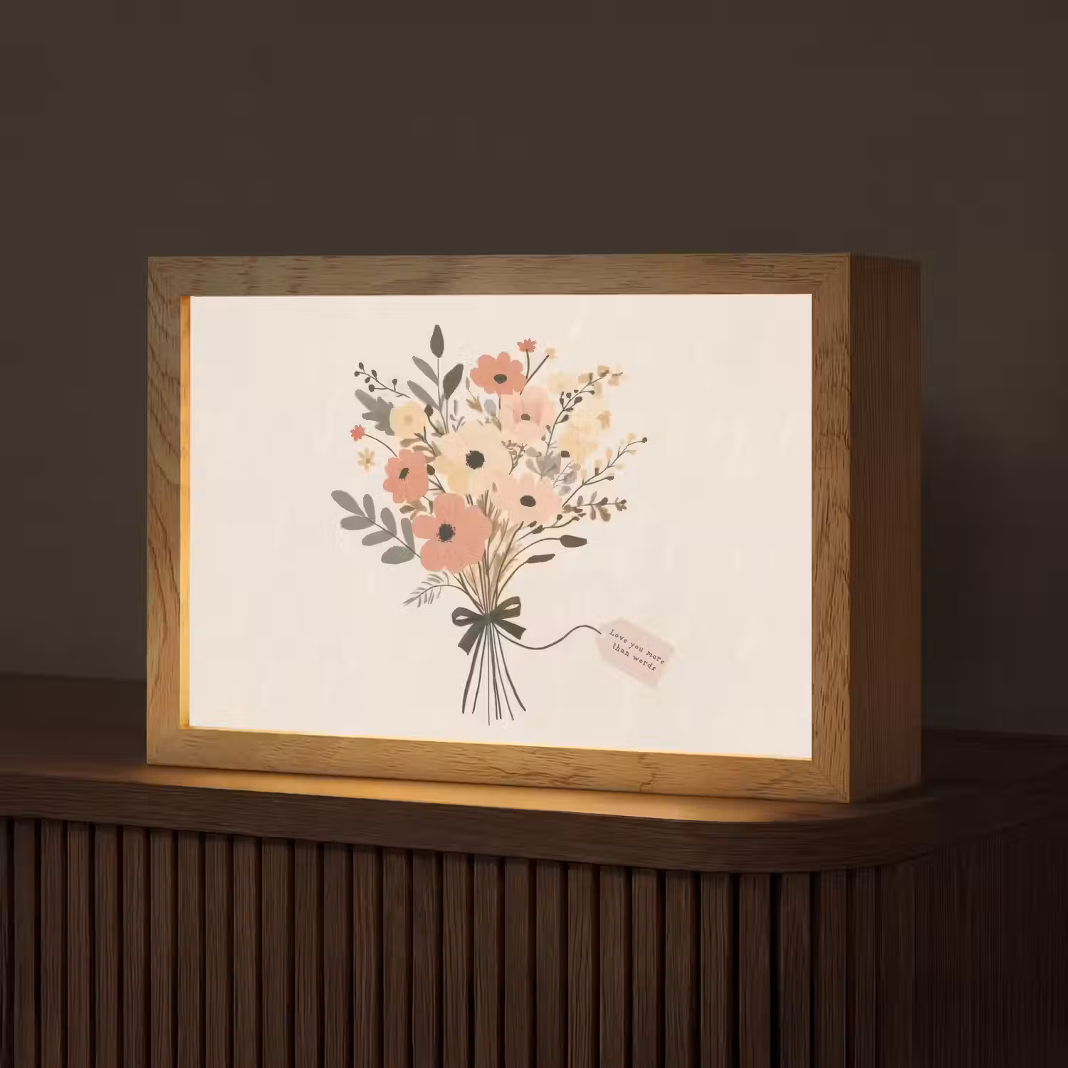 Bloemen - Quote - Beige - Lint Light Box met kabel (Tafellamp) klein -z3d_website
