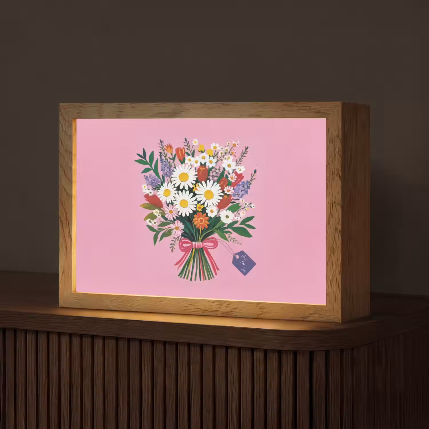 Bloemen - Quote - Kaartje - Kleurrijk Light Box met kabel (Tafellamp) klein -z3d_website