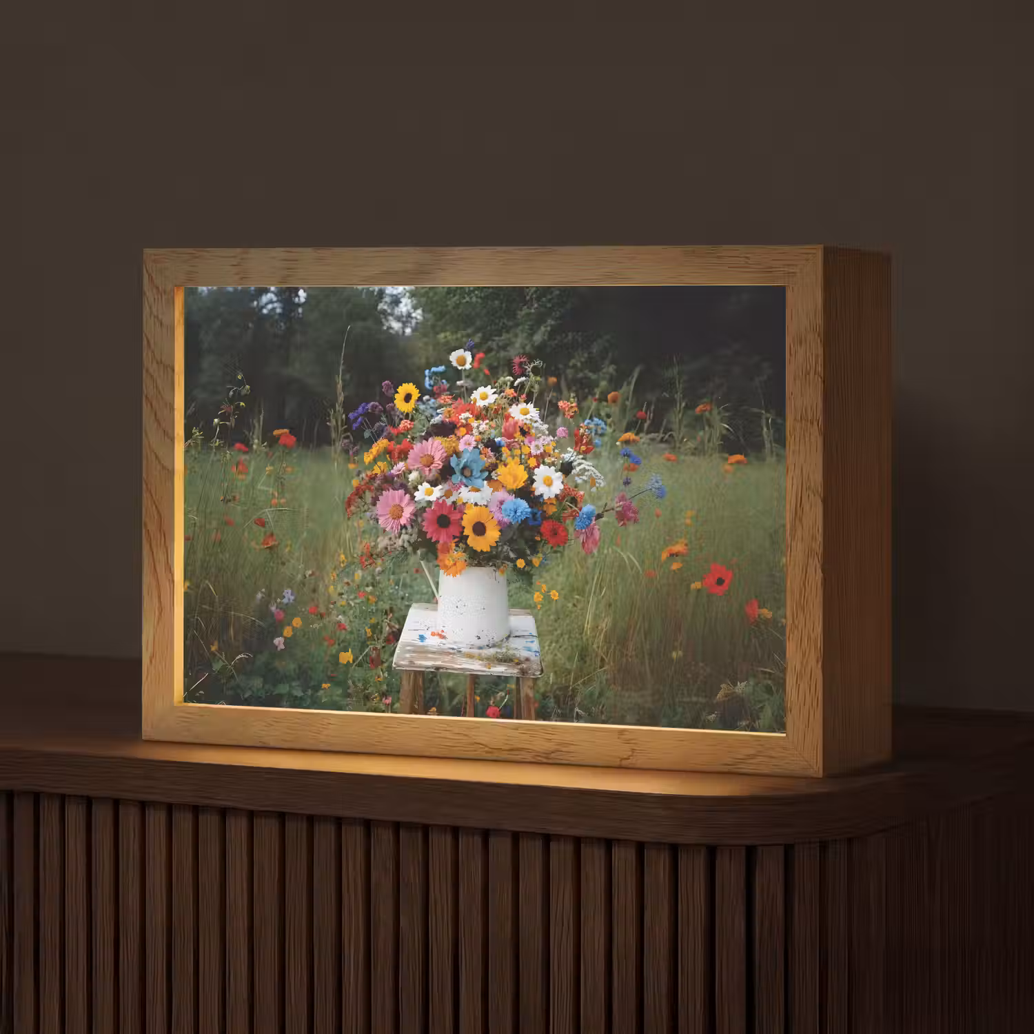 Bloemen - Krukje - Gieter - Veld Light Box met kabel (Tafellamp) klein -z3d_website