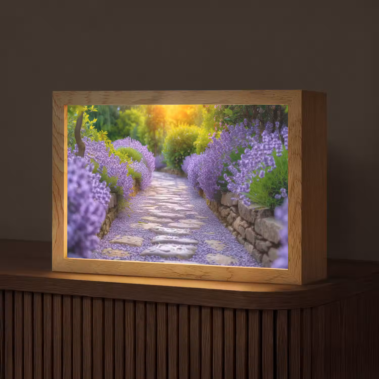 Bloemen - Pad - lavendel - Tuin Light Box met kabel (Tafellamp) klein -z3d_website