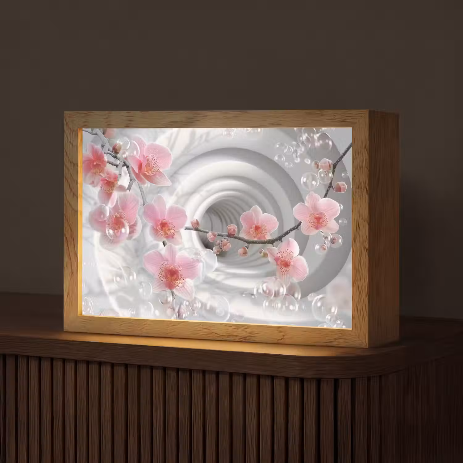 Bloemen - Tunnel - Abstact - 3D effect Light Box met kabel (Tafellamp) klein -z3d_website