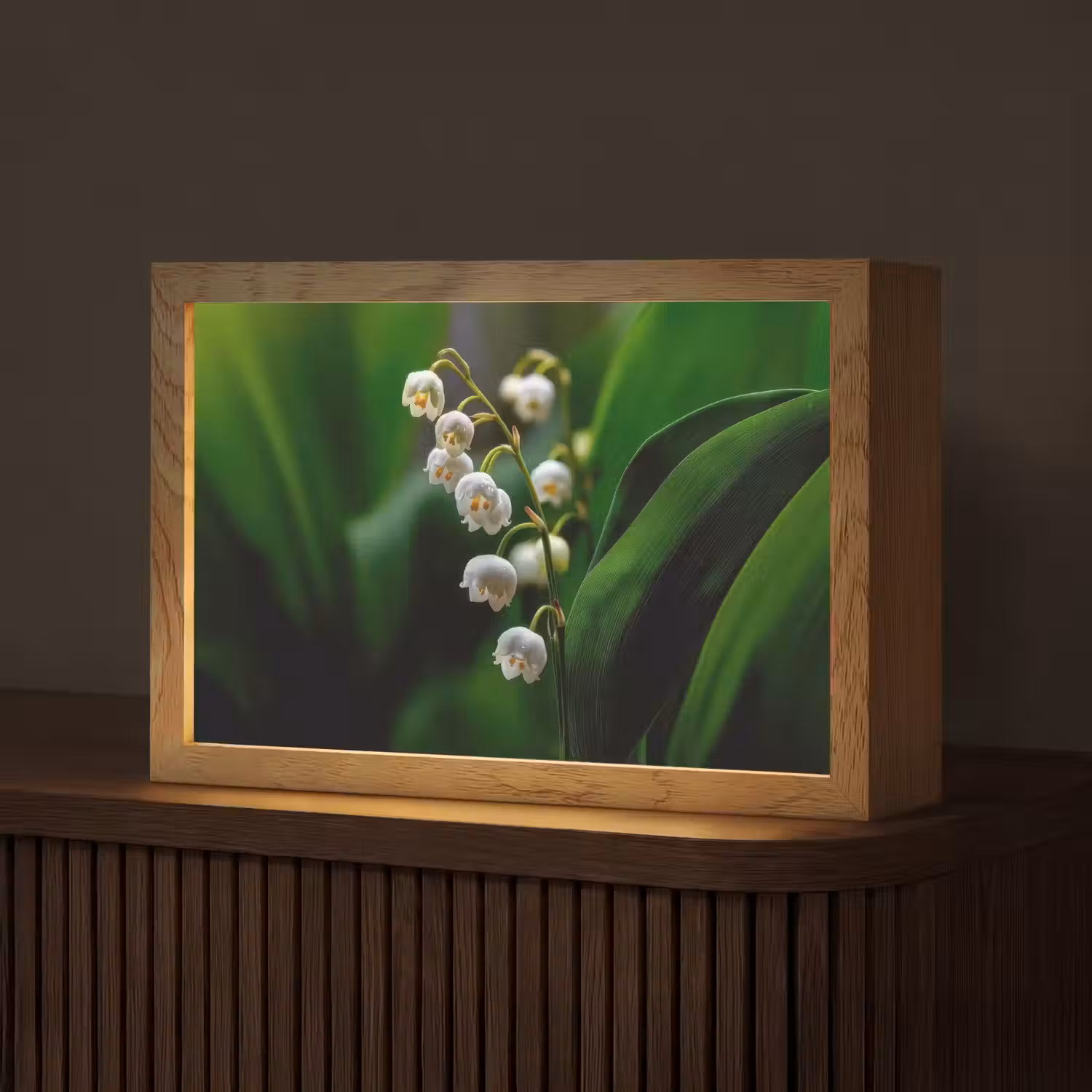 Bloemen - Wit - Bladeren - Lelietjes Light Box met kabel (Tafellamp) klein -z3d_website
