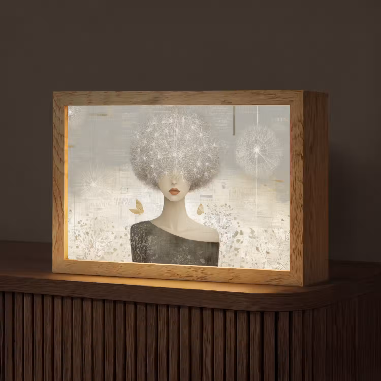 Pluis - Vrouw - Beige Light Box met kabel (Tafellamp) klein -z3d_website