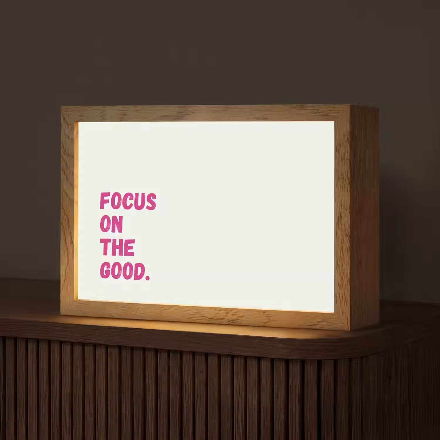 Focus on the good - Beige - Roze Light Box met kabel (Tafellamp) klein -z3d_website