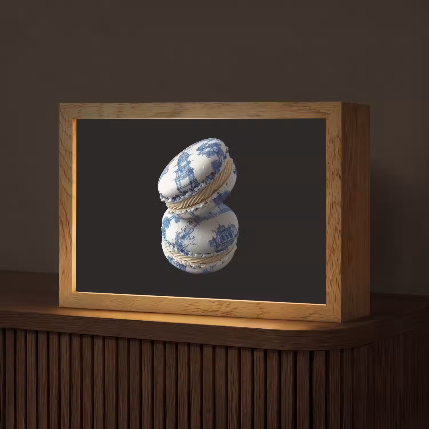 Eten - Macarons - Delfts blauw - Koekjes Light Box met kabel (Tafellamp) klein -z3d_website