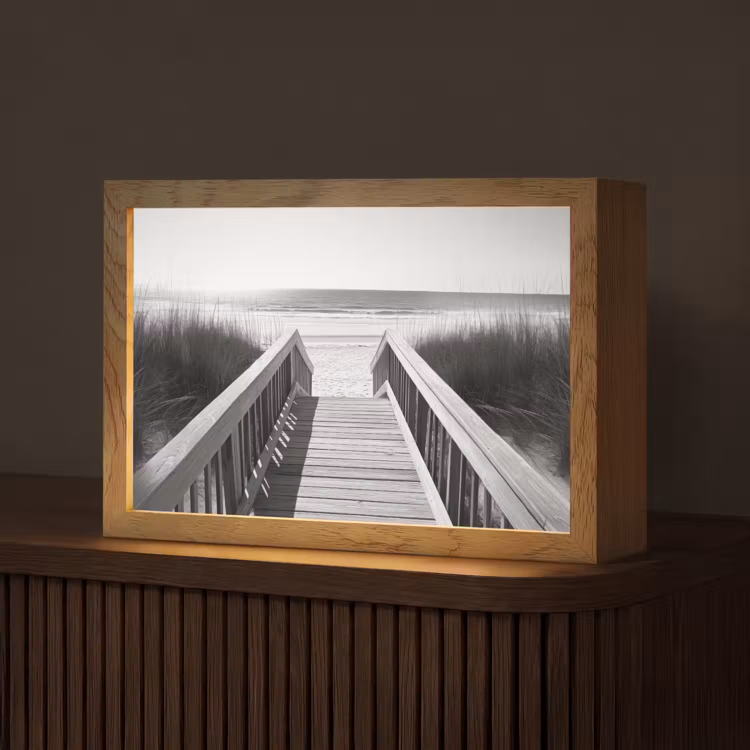 Loopbrug - Hout - Strand - Zee Light Box met kabel (Tafellamp) klein -z3d_website