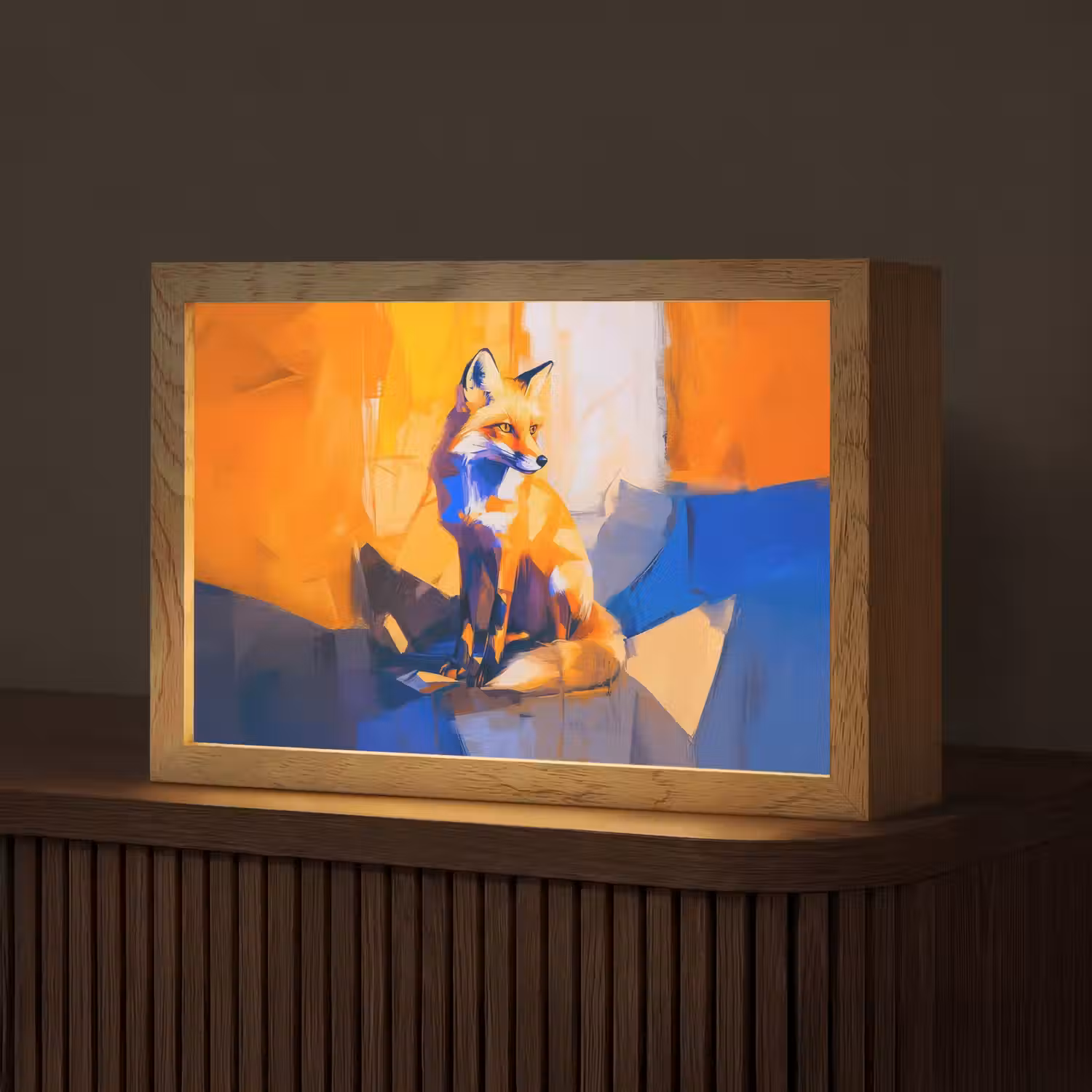 Vos - Oranje - Vormen - Abstract Light Box met kabel (Tafellamp) klein -z3d_website