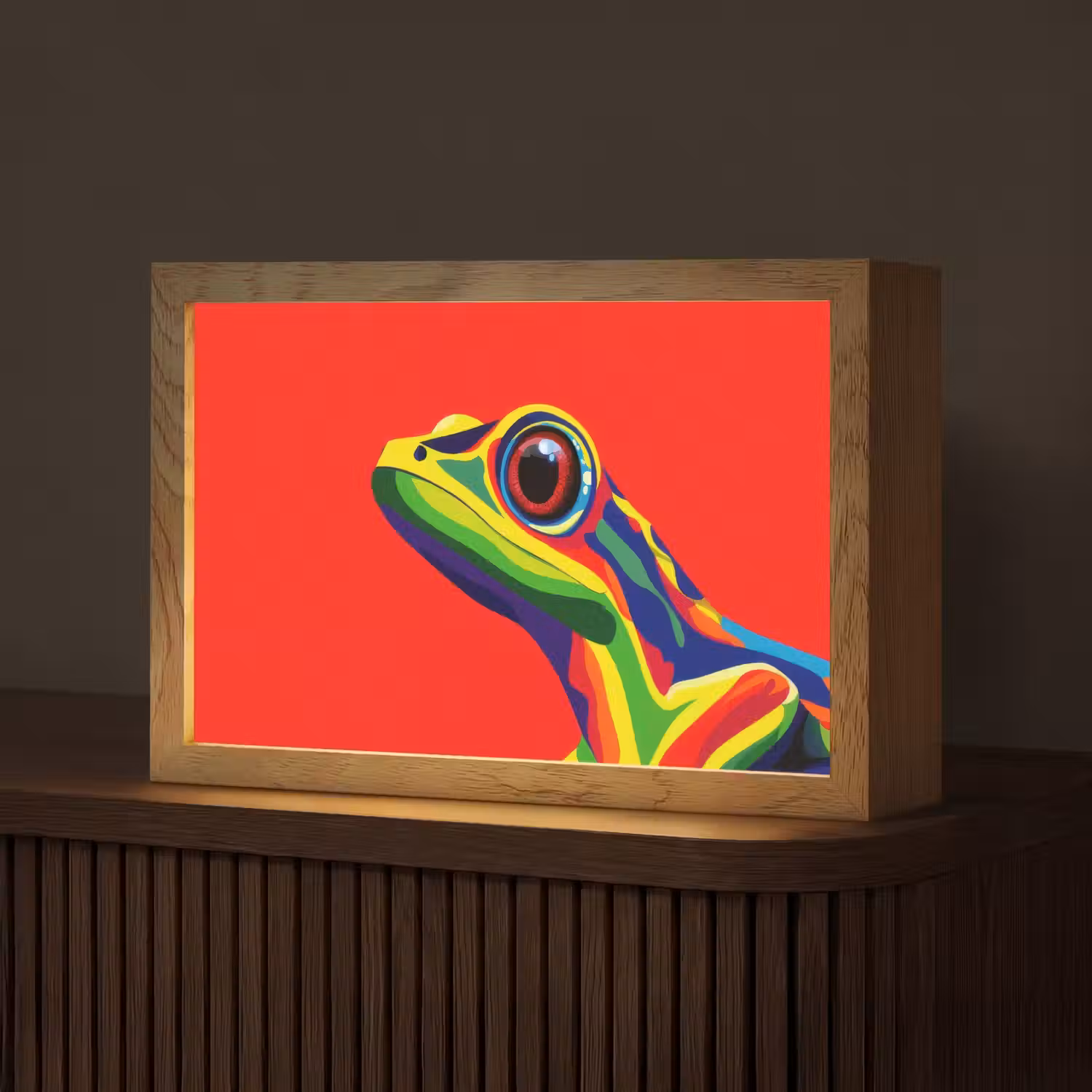 Kikker - Kleurrijk - Strepen - Ogen Light Box met kabel (Tafellamp) klein -z3d_website