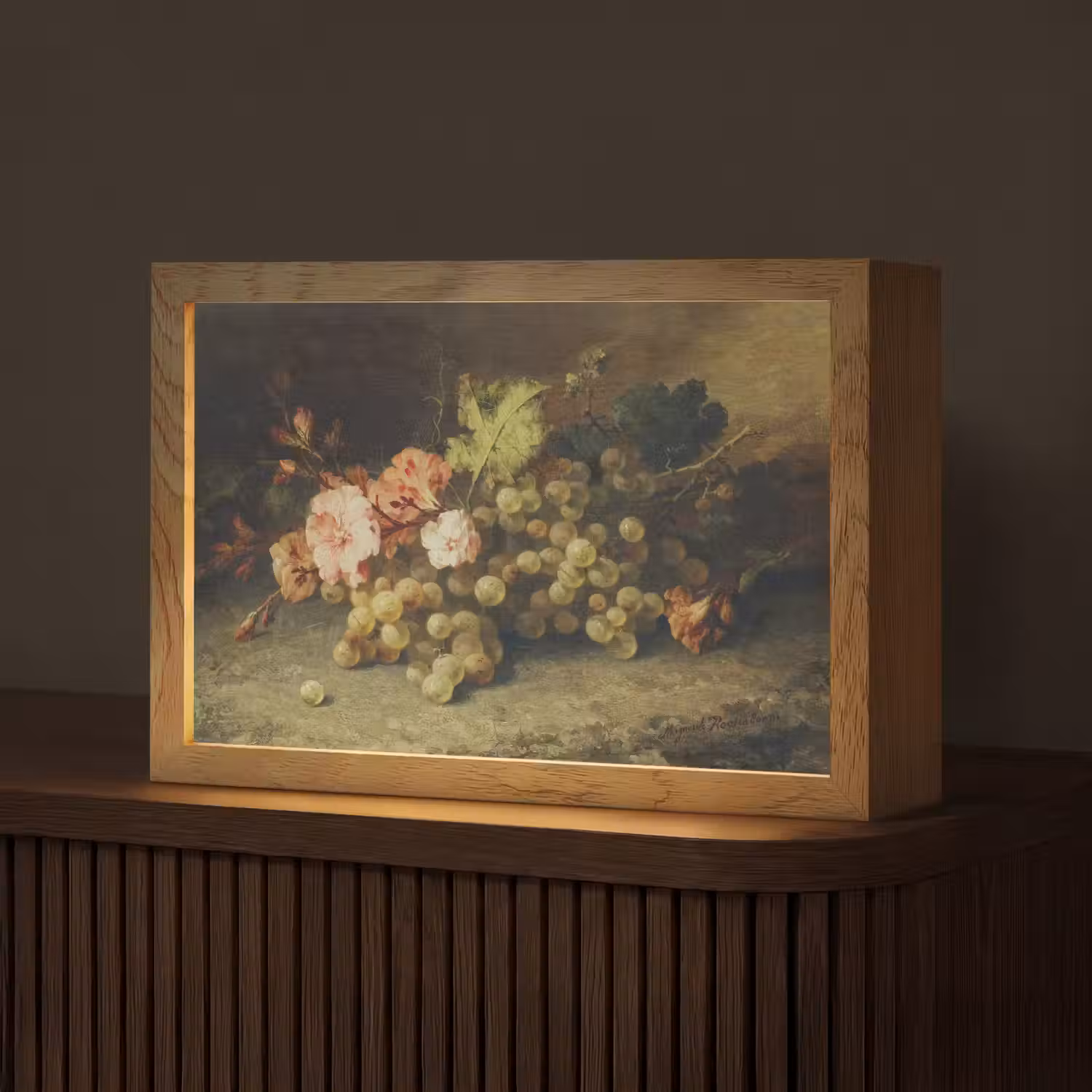 Fruit - Stilleven met druiven - Oude meesters Light Box met kabel (Tafellamp) klein -z3d_website