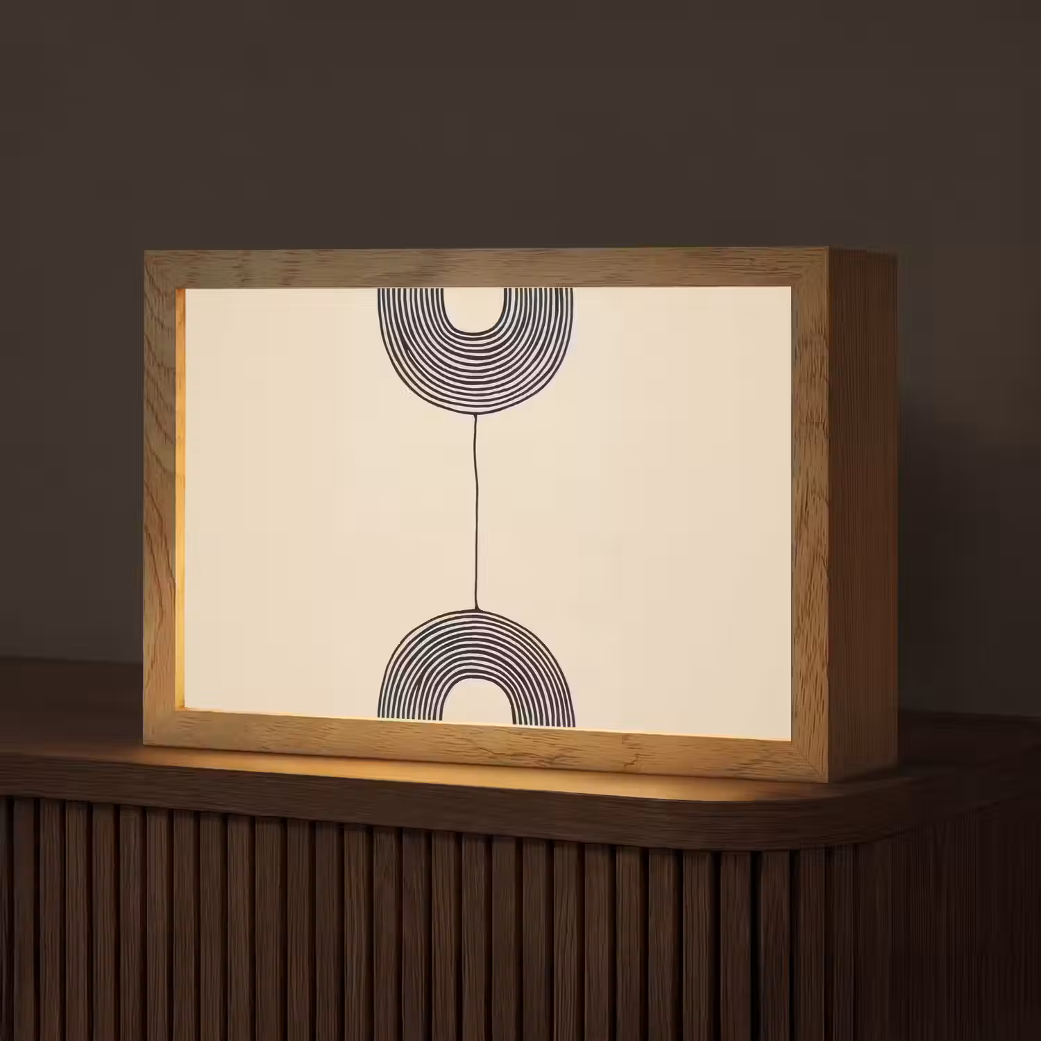 Geometrische bogen - Minimalistisch - Symmetrisch Light Box met kabel (Tafellamp) klein -z3d_website
