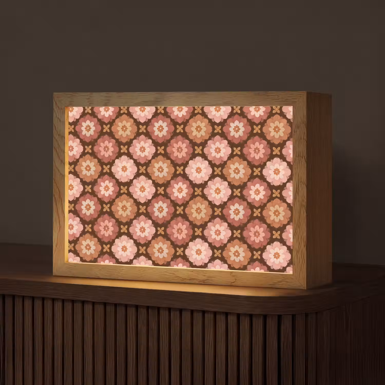 Geometrisch - Bloemen - Kleurrijk Light Box met kabel (Tafellamp) klein 924 -z3d_website