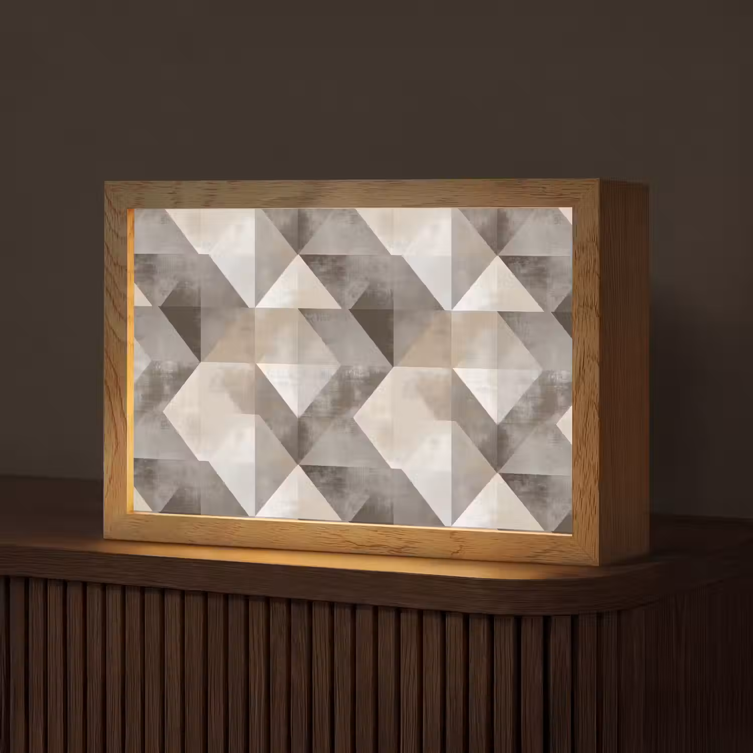 Geometrisch - Motief - Aardetinten Light Box met kabel (Tafellamp) klein 924 -z3d_website
