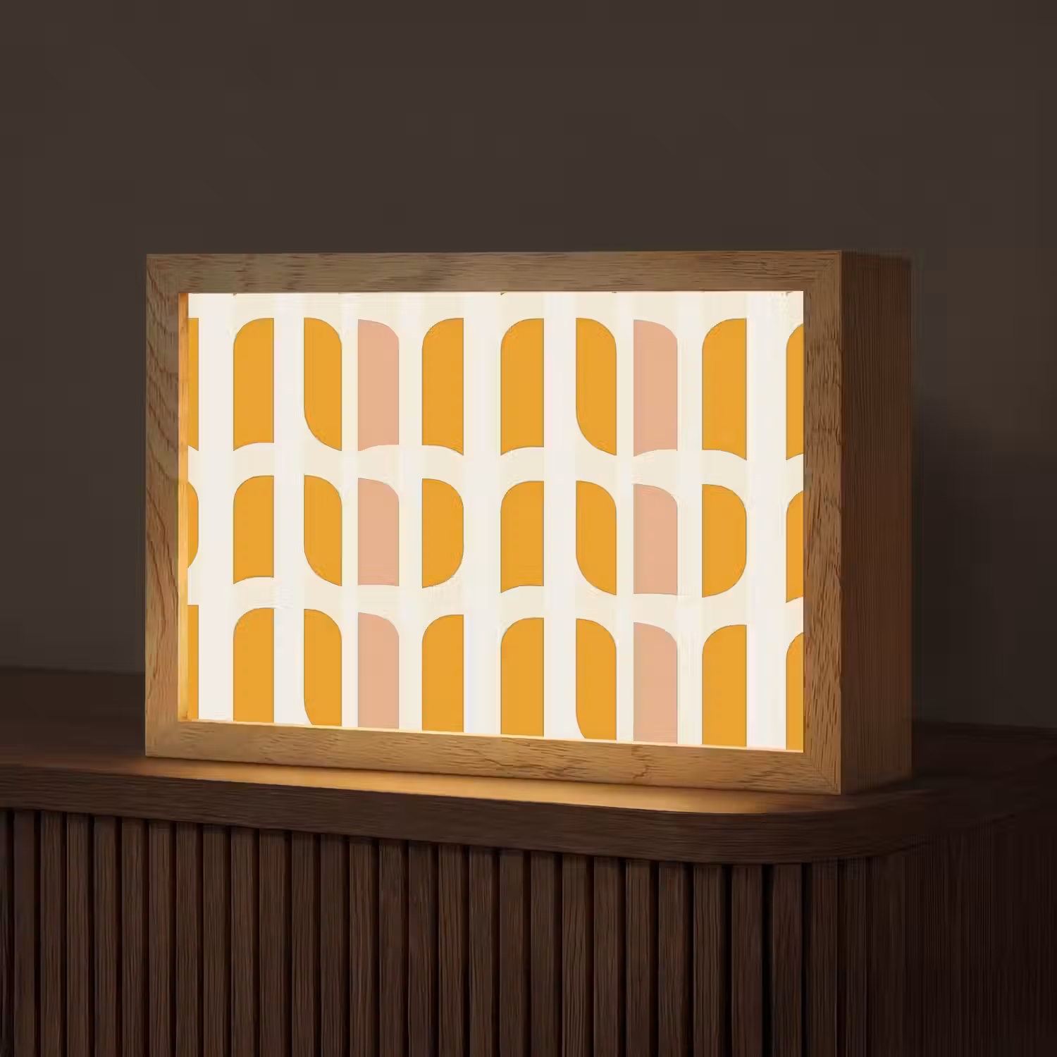 Geometrisch - Patroon - Geel - Roze Light Box met kabel (Tafellamp) klein 924 -z3d_website
