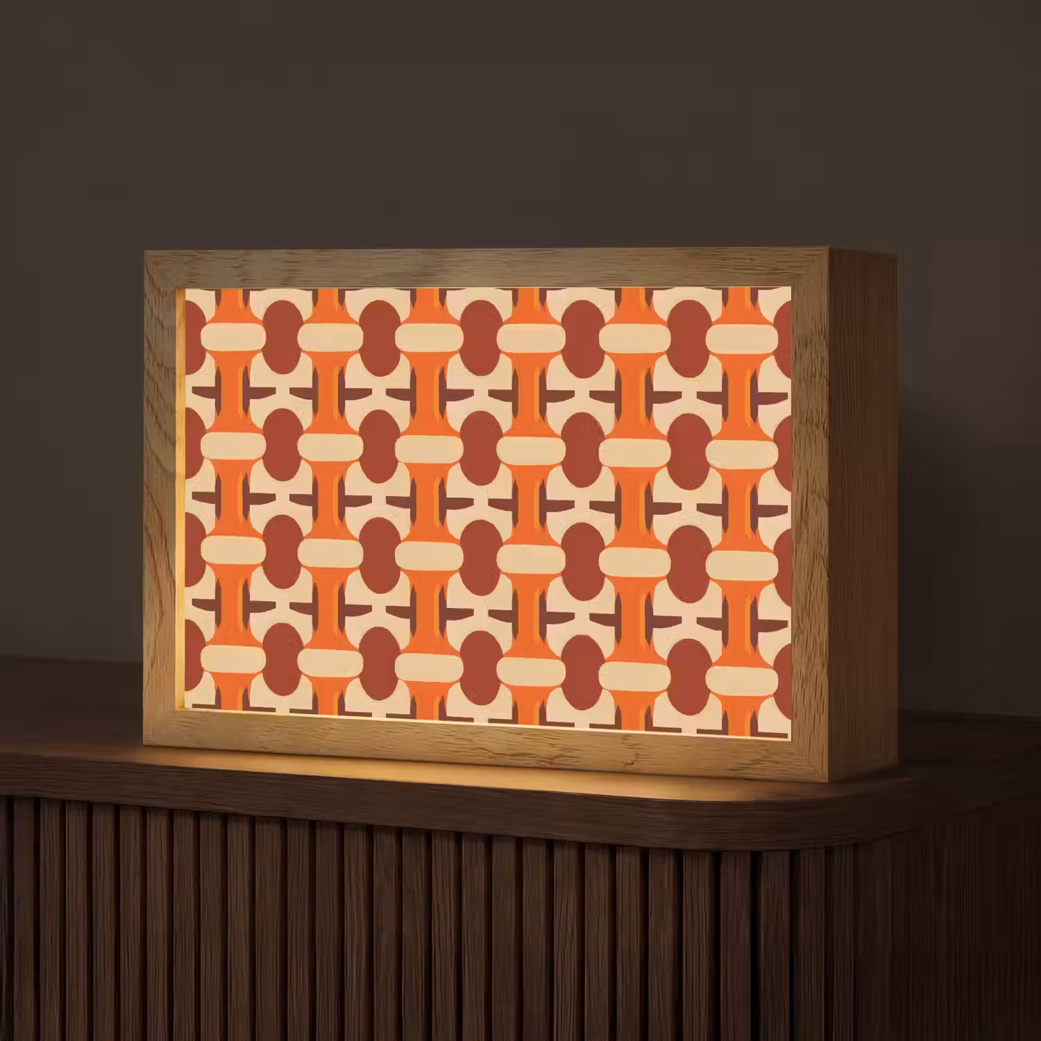 Geometrisch - Retro - Oranje Light Box met kabel (Tafellamp) klein 924 -z3d_website