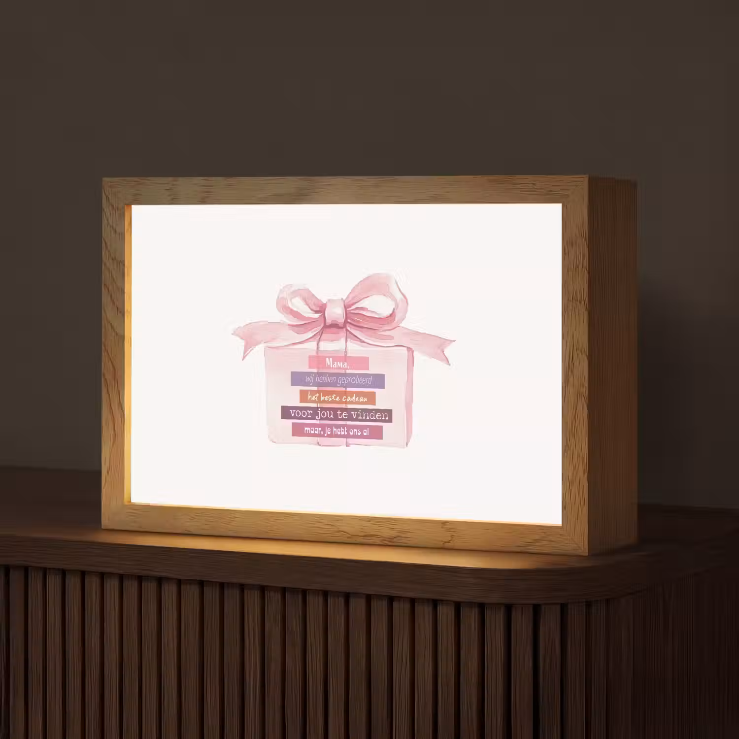Cadeau - Strik - Tekst - Roze Light Box met kabel (Tafellamp) klein -z3d_website