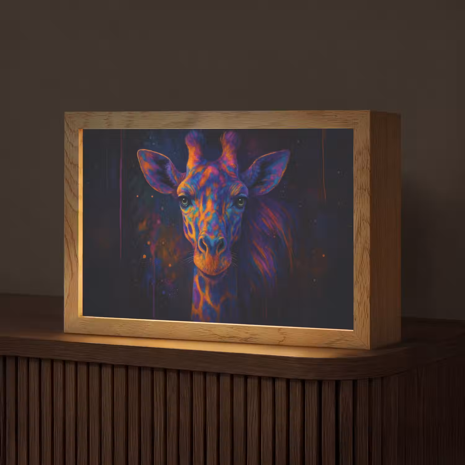 Giraffe - Gekleurd - Verfspatten Light Box met kabel (Tafellamp) klein -z3d_website