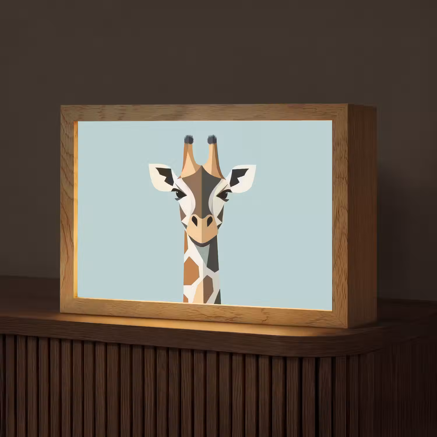 Giraffe - Illustratie - Bruin - Minimalistisch Light Box met kabel (Tafellamp) klein -z3d_website