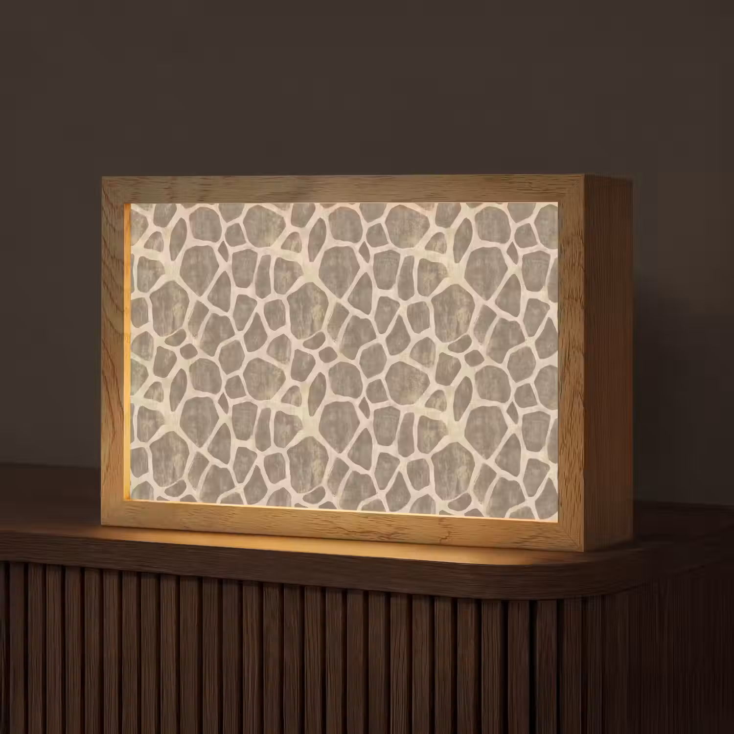 Giraf - Patroon - Beige - Bruin Light Box met kabel (Tafellamp) klein 924 -z3d_website