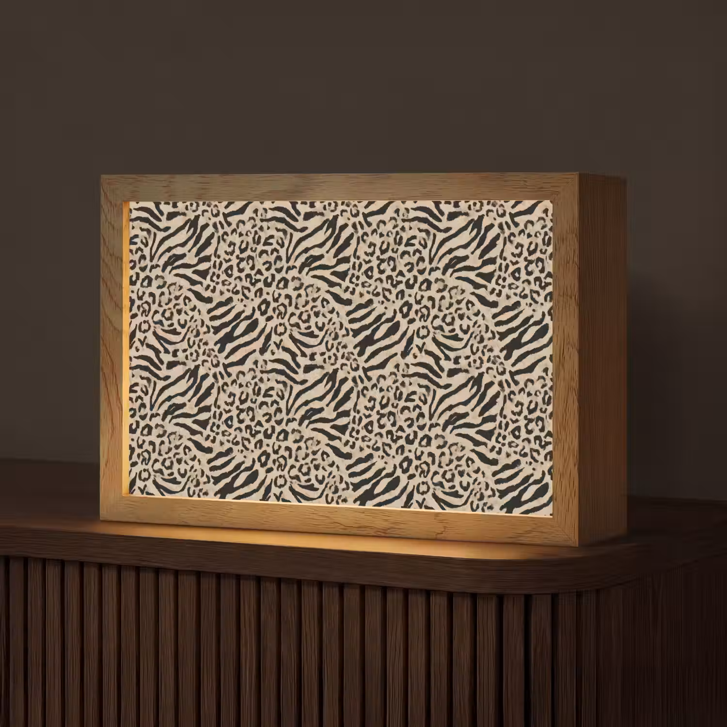 Giraf - Zebra - Motief - Bruin Light Box met kabel (Tafellamp) klein 924 -z3d_website