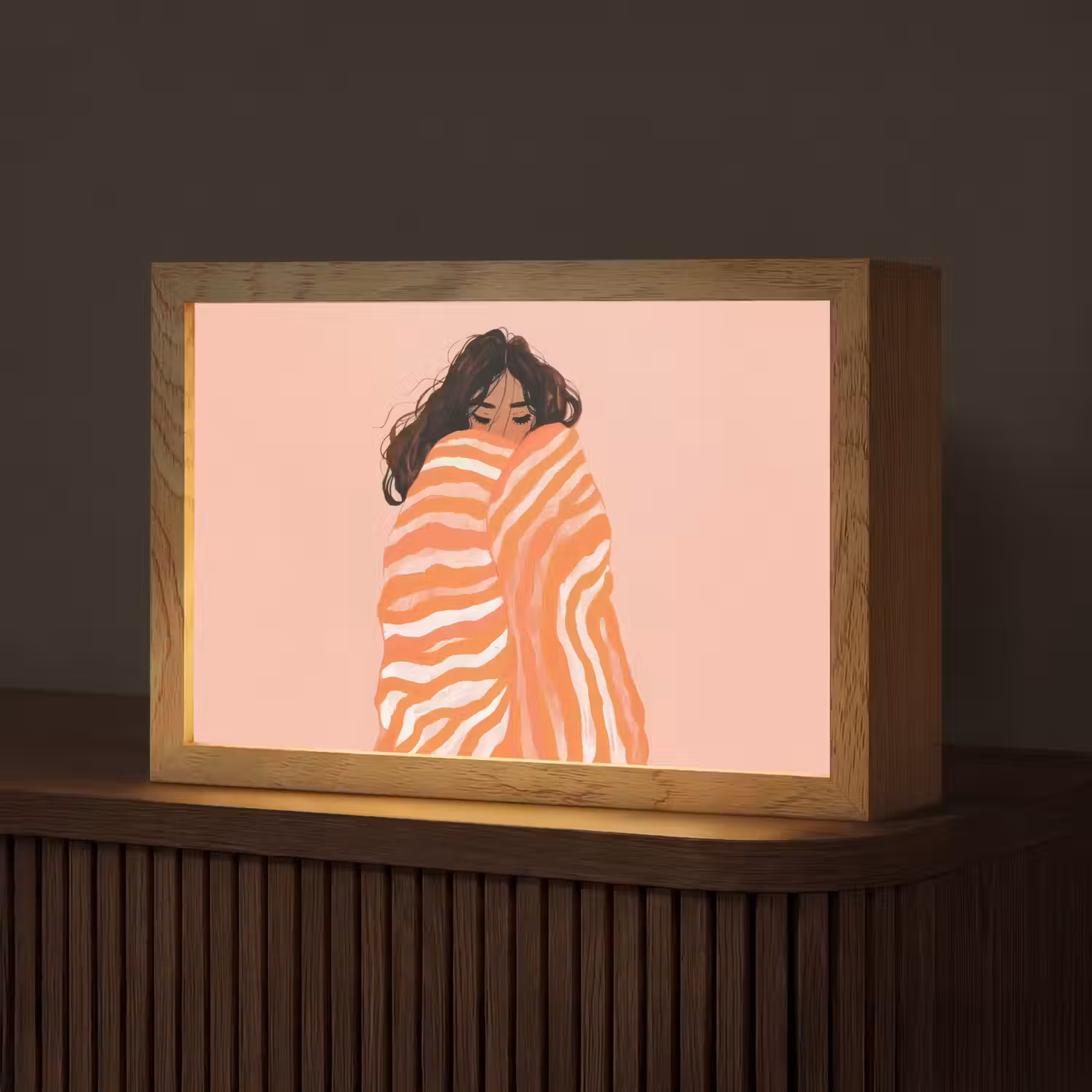 Meisje - Deken - Gestreept - Oranje Light Box met kabel (Tafellamp) klein -z3d_website
