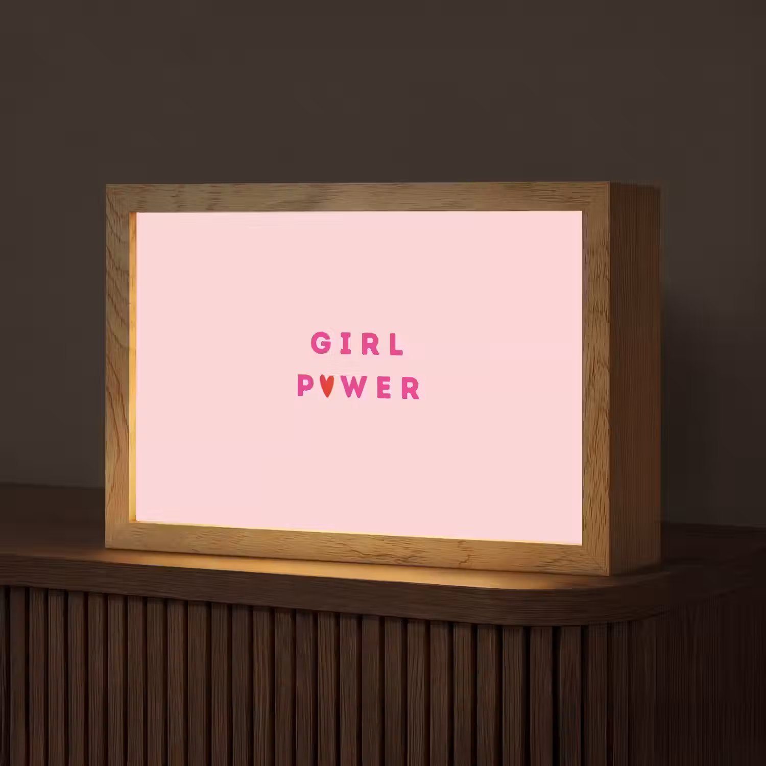 Girl power - Roze - Hartje Light Box met kabel (Tafellamp) klein -z3d_website