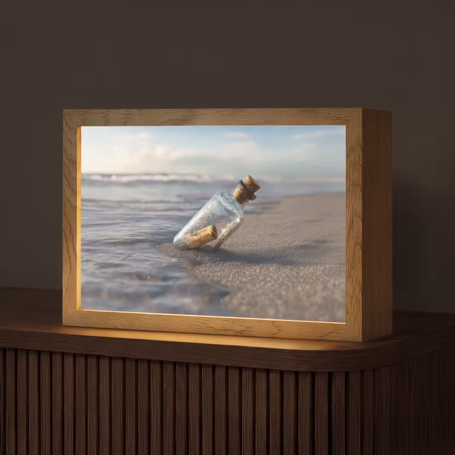 Glazenfles - Post - Zee - Zand Light Box met kabel (Tafellamp) klein -z3d_website