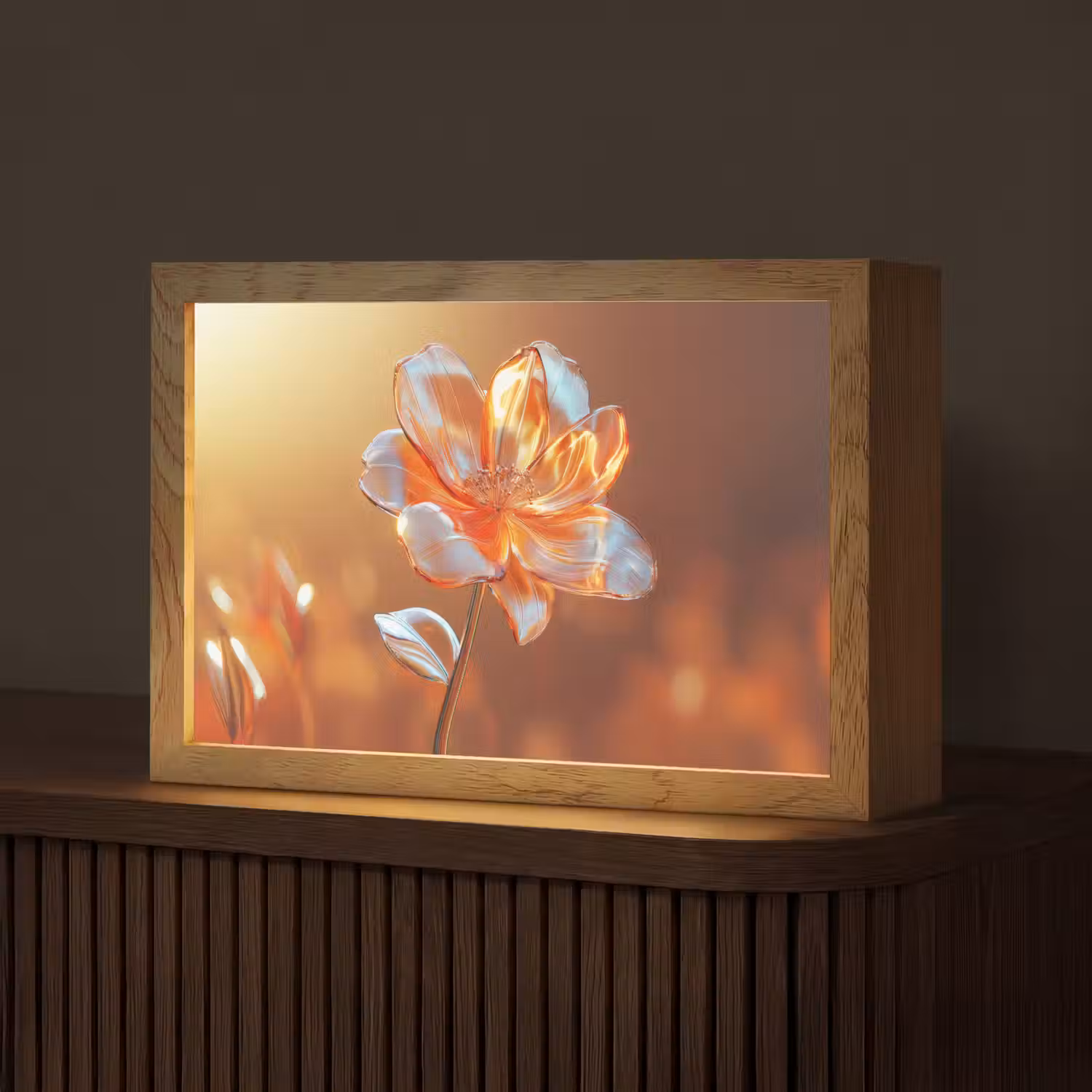 Glazen - Bloem - Zonlicht Light Box met kabel (Tafellamp) klein -z3d_website