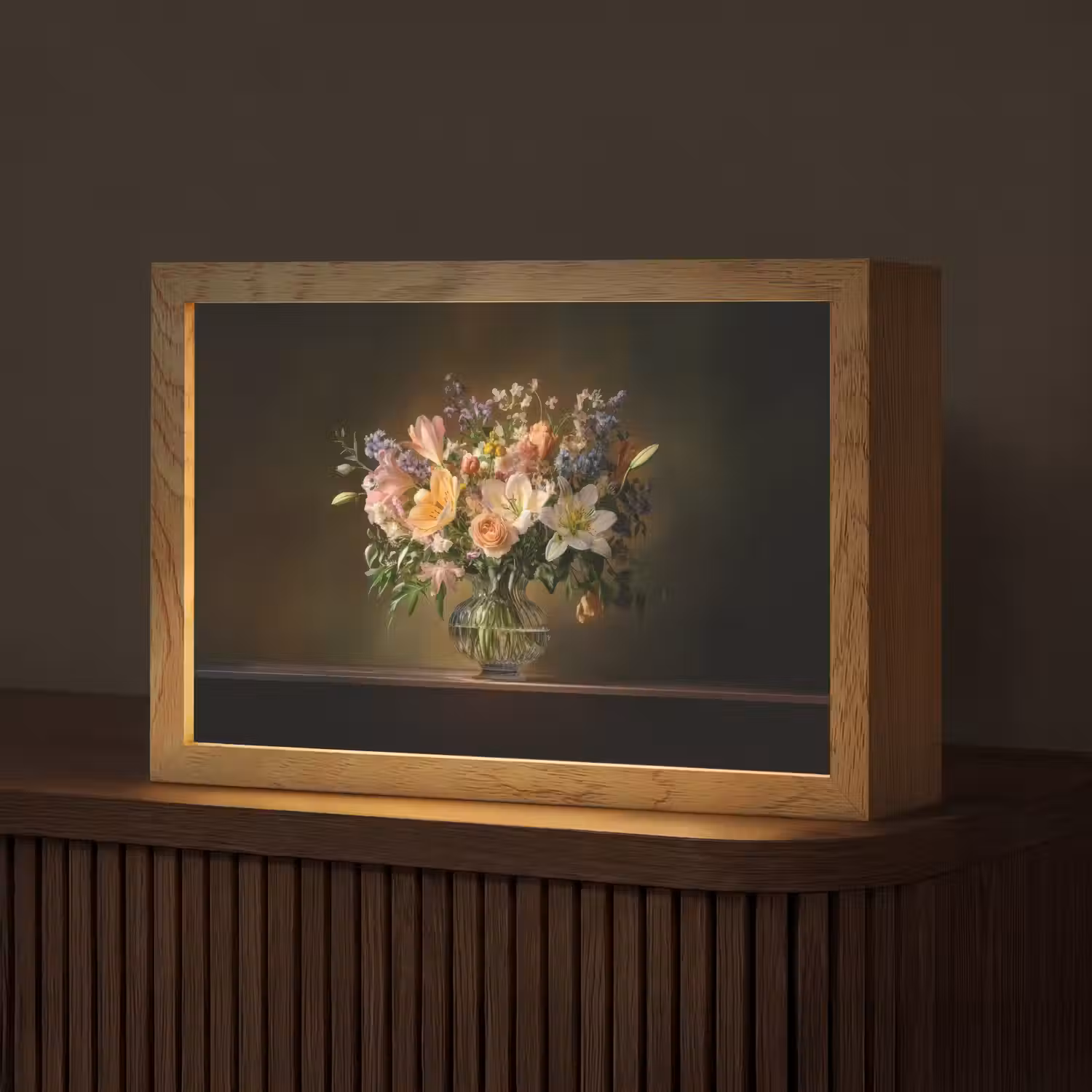 Glazen - Bloemen - Boeket - Kleuren Light Box met kabel (Tafellamp) klein -z3d_website