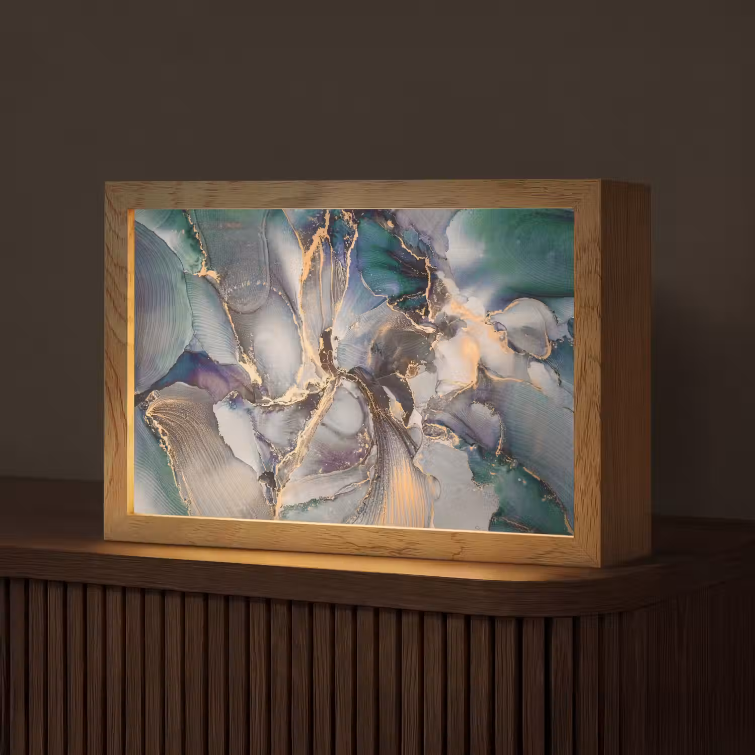 Goud - Blauw - Marmer Light Box met kabel (Tafellamp) klein -z3d_website