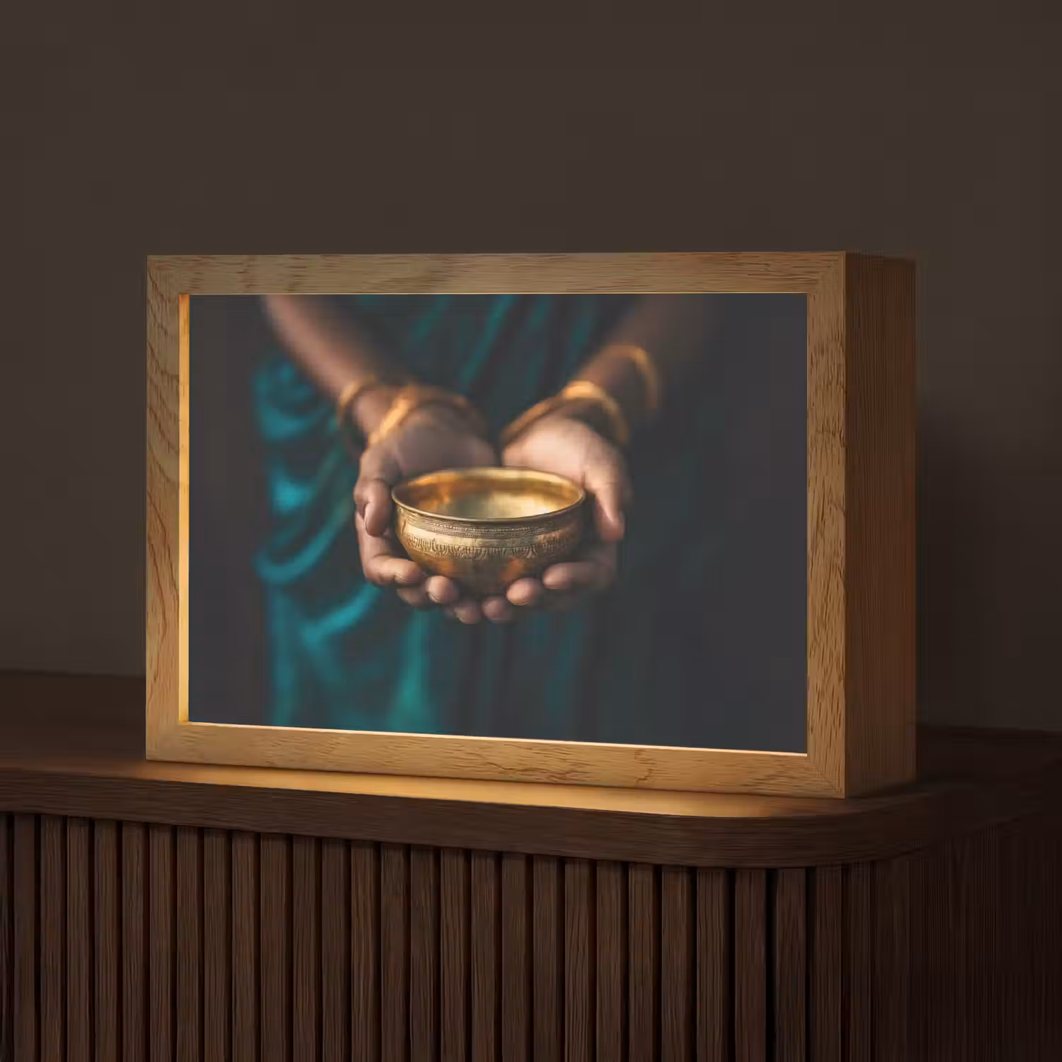 Goud - Kom - Blauw Light Box met kabel (Tafellamp) klein -z3d_website