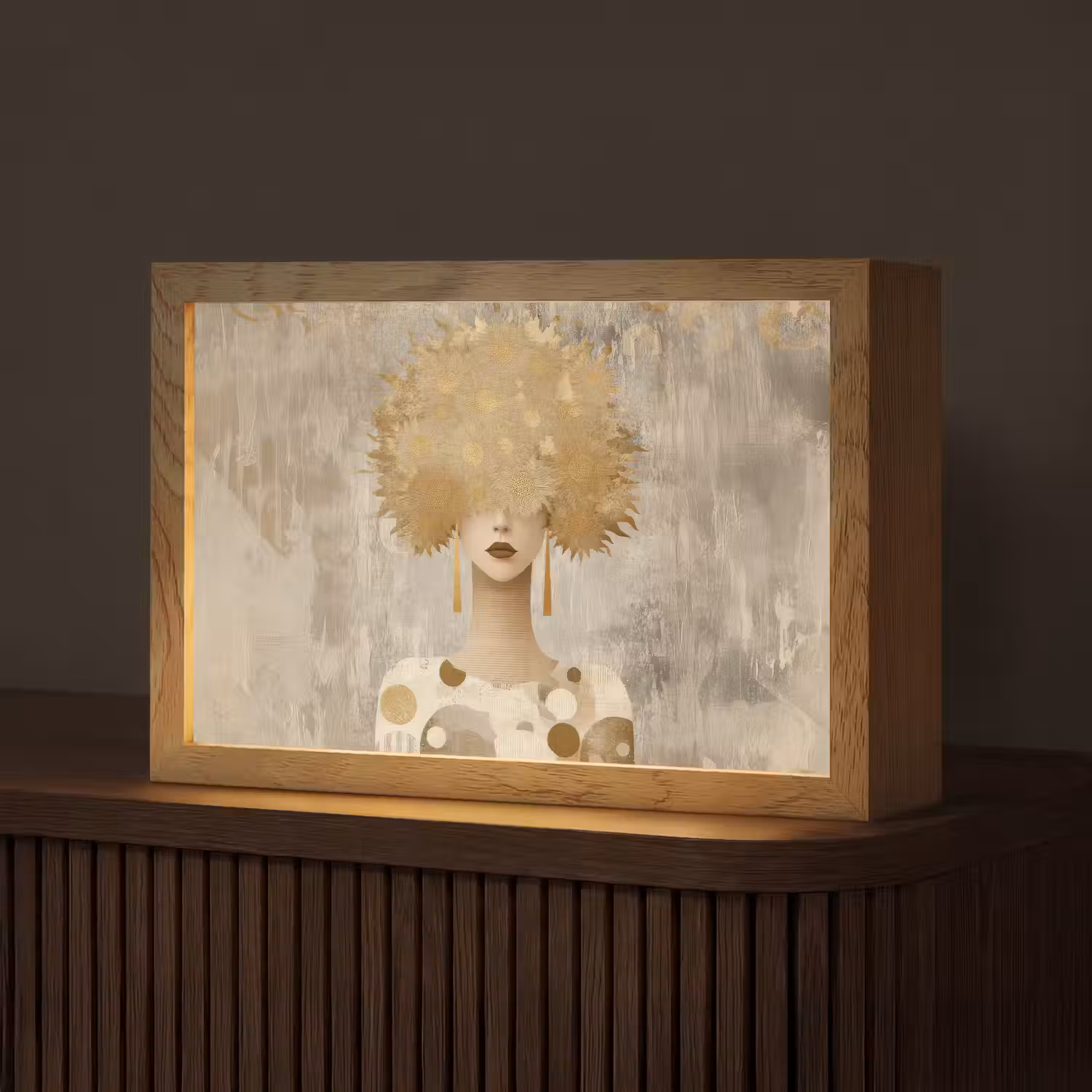Goud - Portret - Vrouw Light Box met kabel (Tafellamp) klein -z3d_website