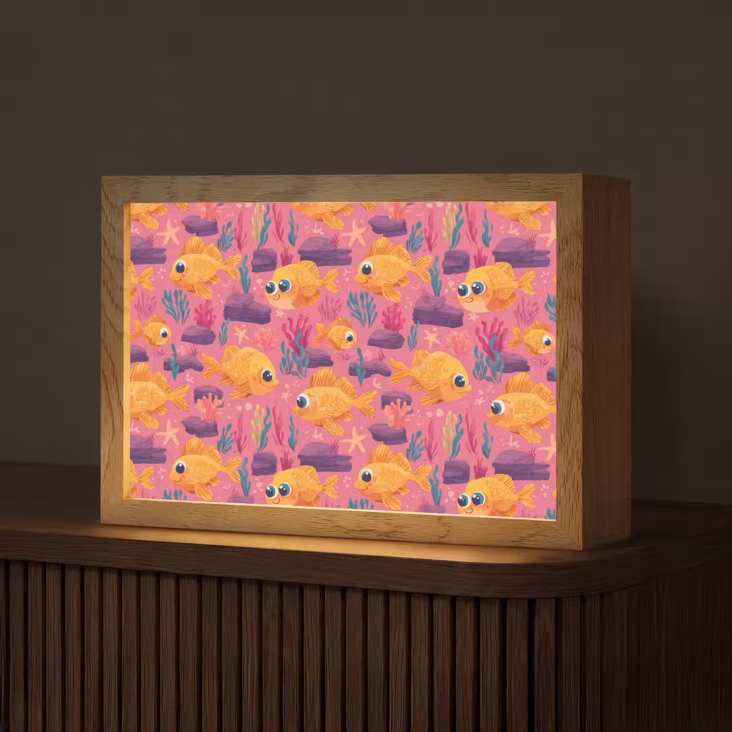 Goudvissen - Koraal - Kleurrijk Light Box met kabel (Tafellamp) klein 924 -z3d_website