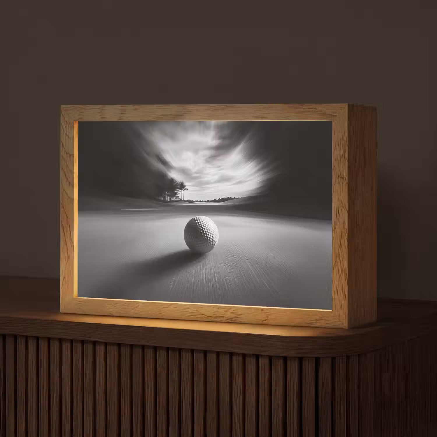 Golfbal - Wazig - Zwart Light Box met kabel (Tafellamp) klein -z3d_website