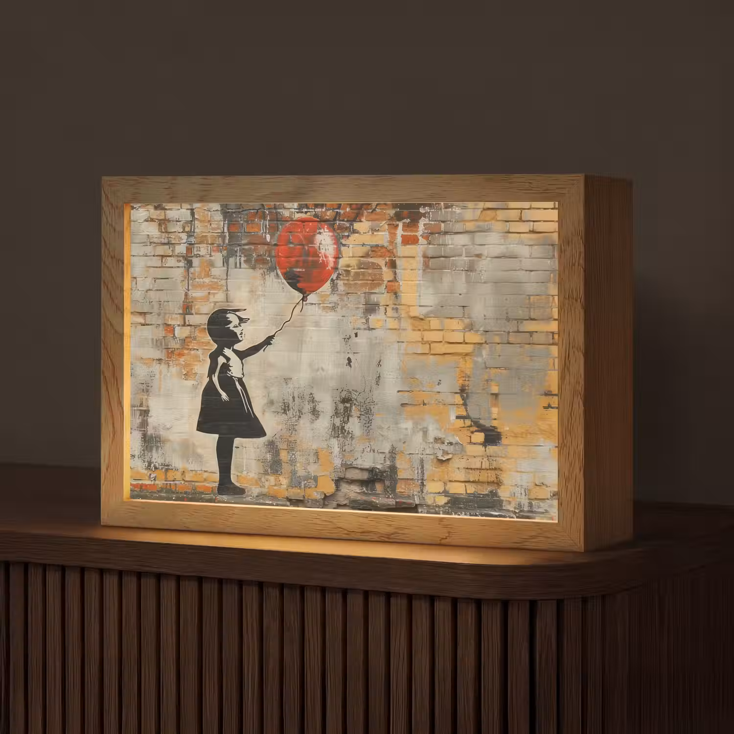 Graffiti - Banksy Style - Meisje met ballon Light Box met kabel (Tafellamp) klein -z3d_website