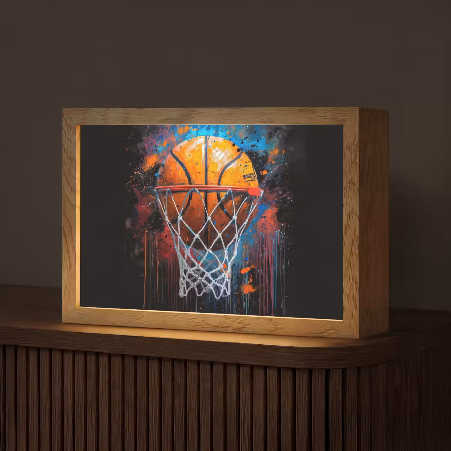 Graffiti - Basketbal - Sport - Zwart - Street art Light Box met kabel (Tafellamp) klein -z3d_website