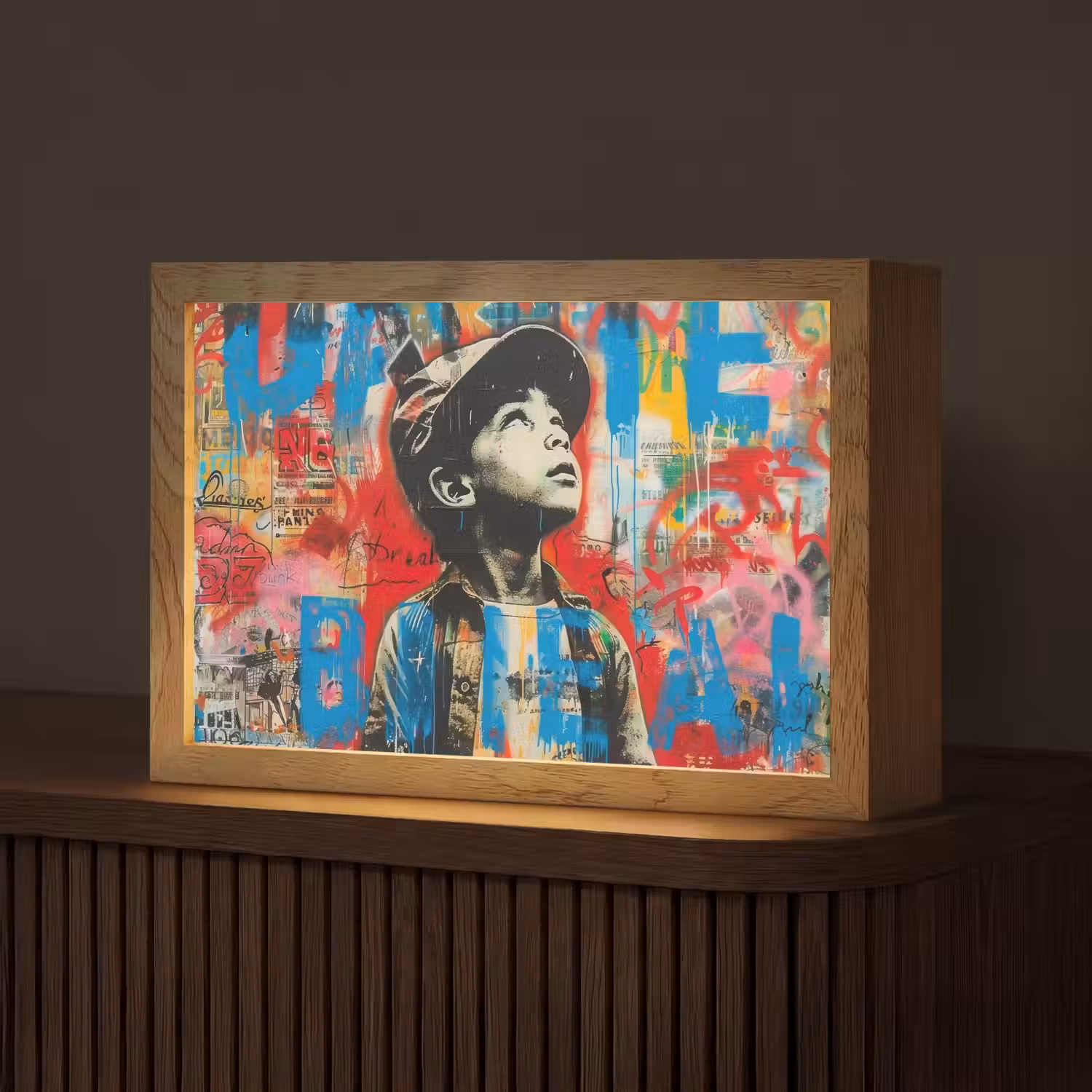 Graffiti - Jongen - Street art - Kleuren Light Box met kabel (Tafellamp) klein -z3d_website
