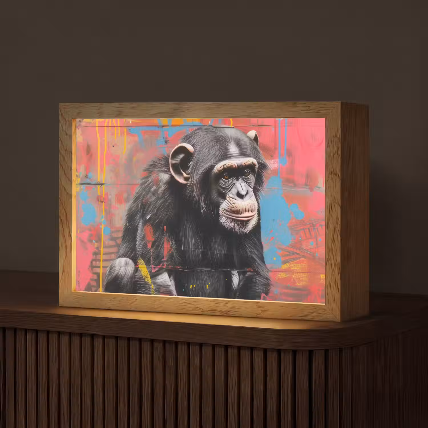 Graffiti - Chimpansee - Aap - Dieren - Street art Light Box met kabel (Tafellamp) klein -z3d_website