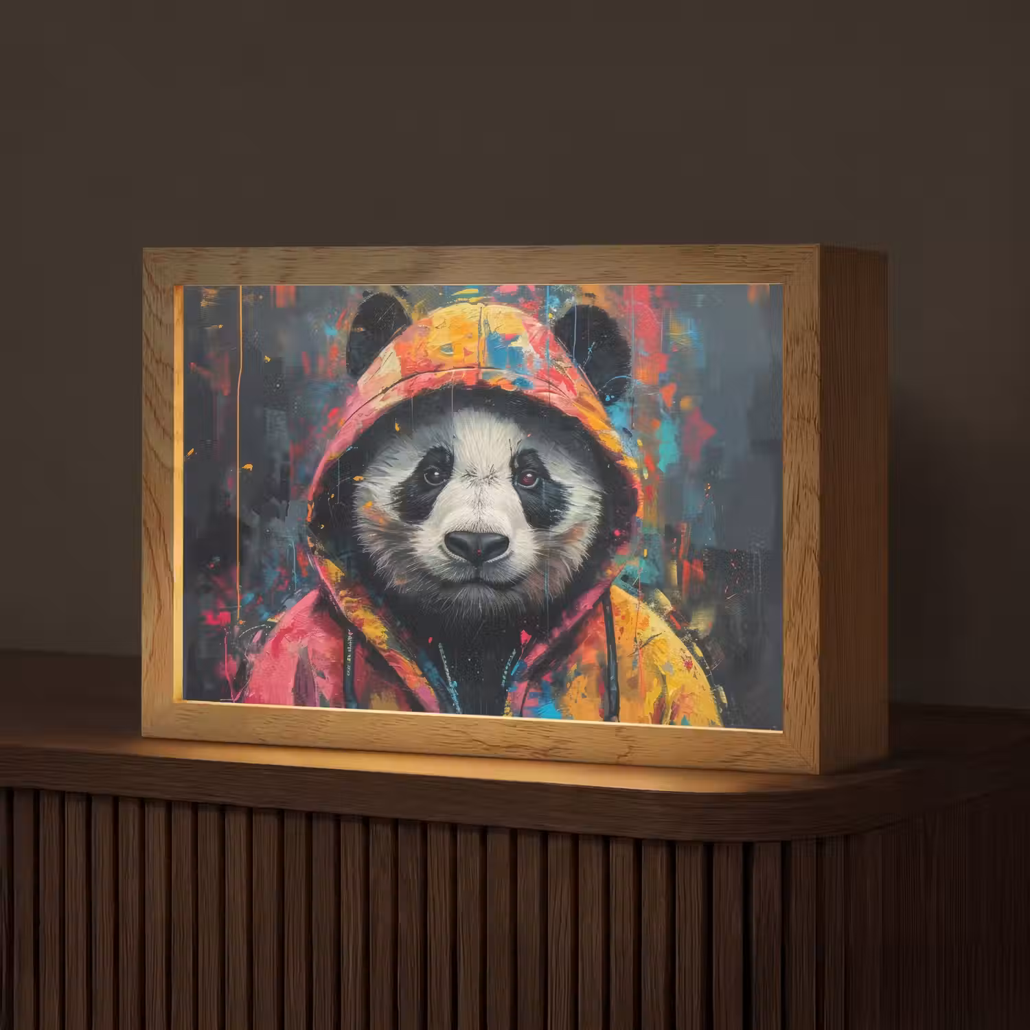 Graffiti - Panda - Jas - Kleurrijk - Street art Light Box met kabel (Tafellamp) klein -z3d_website
