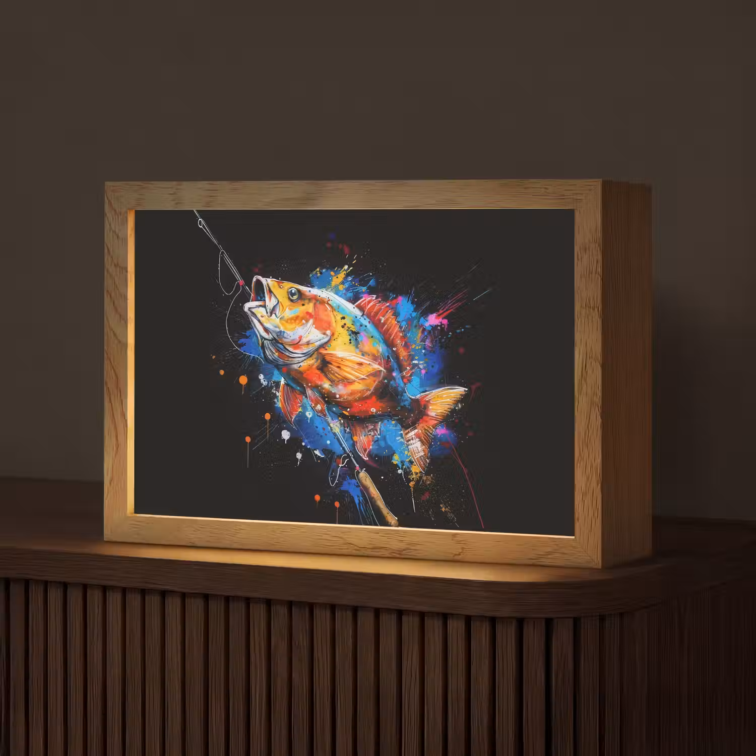 Graffiti - Sport - Vissen - Vis - Hengel Light Box met kabel (Tafellamp) klein -z3d_website